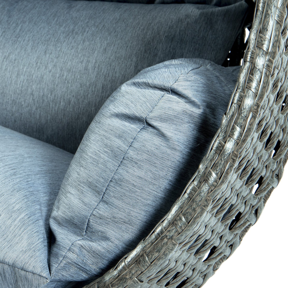 Charcoal Blue Wicker Double Hanging Egg-Shaped Swing Chair J5798