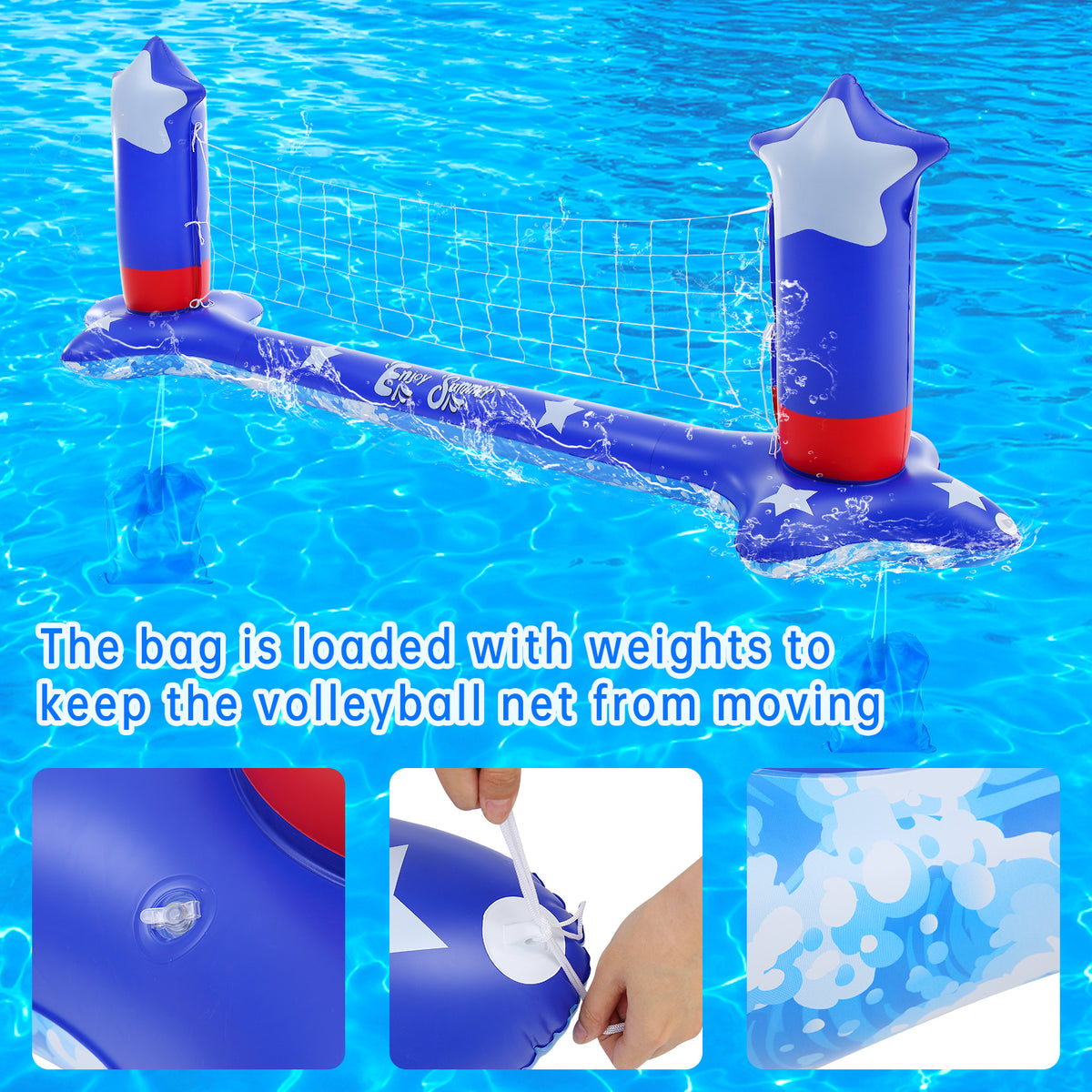 Inflatable Pool Volleyball Net and Basketball Hoop X17994