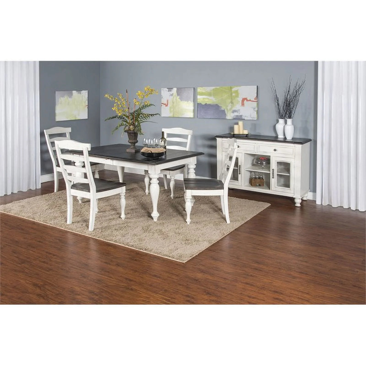 84" Extension Dining Table in White and Dark Brown C80229