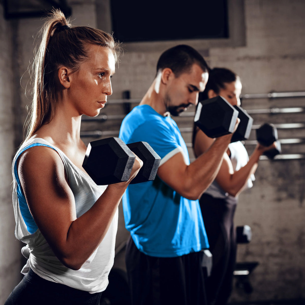 550-Pound Rubber Hex Dumbbell Set with Rack J35867