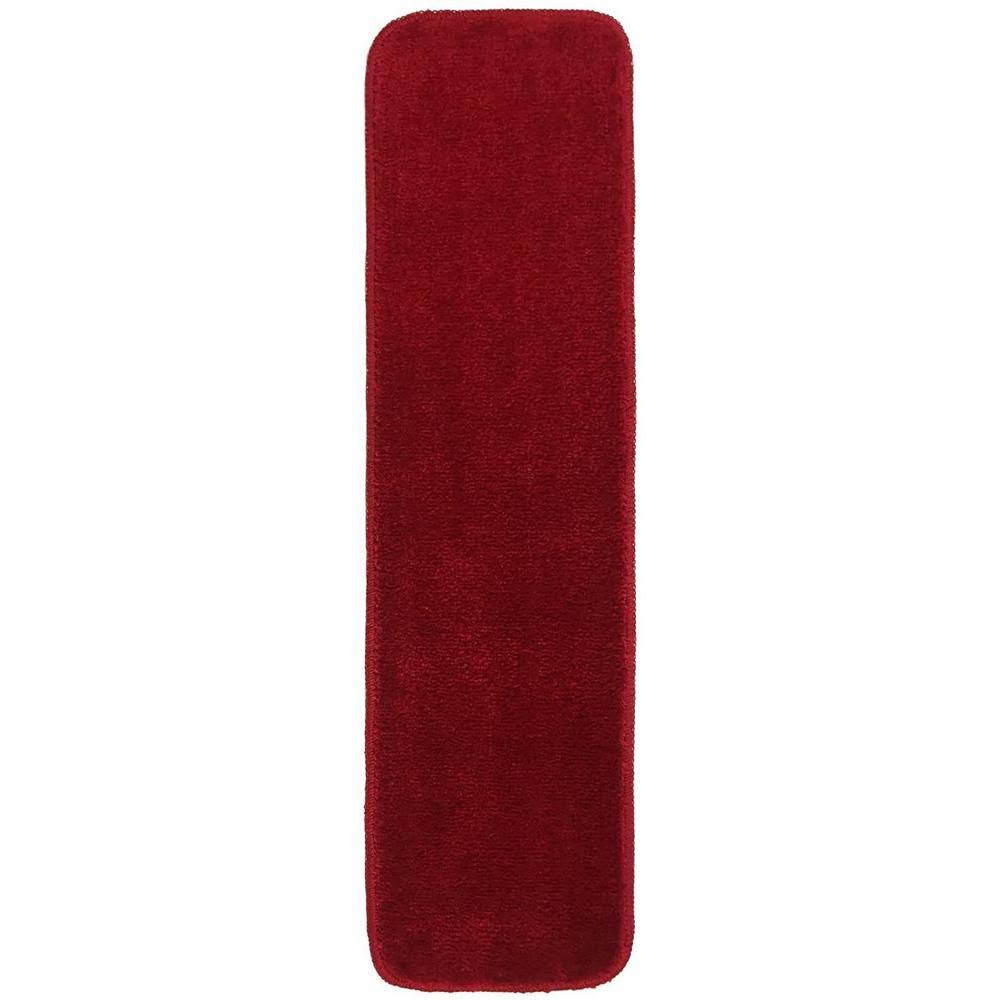 Red 7 inch x 24 inch Slip Resistant Carpet Stair Treads Set of 15 B436322