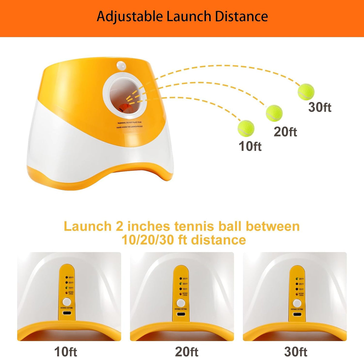 Rechargeable Automatic Dog Ball Launcher with 12 Tennis Balls H363