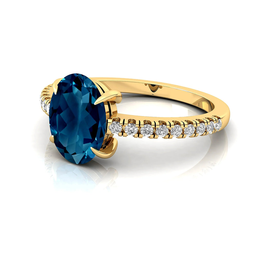 Solid Gold Halo London Blue Topaz Diamond Ring P7519