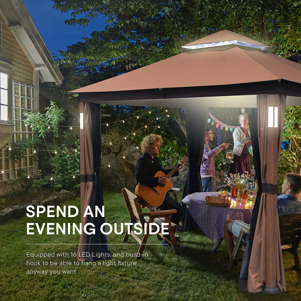 10x12 Gazebo Soft Top Canopy Tent with Mosquito Netting B49965