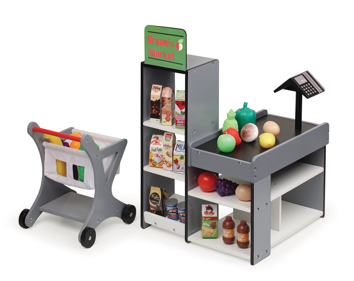 Doll Playset with Shopping Cart and Pretend Food E7030