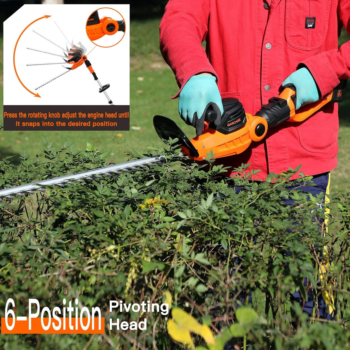 Cordless Telescopic Electric Hedge Trimmer with 20V 4.0Ah Battery and Charger F460976