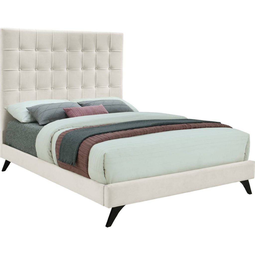 Cream Velvet Full Bed D296