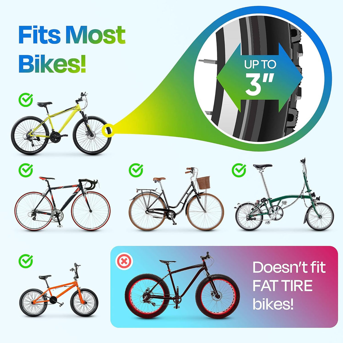 Bike Wall Mount for up to 3” Tire, Pack of 2 B4387