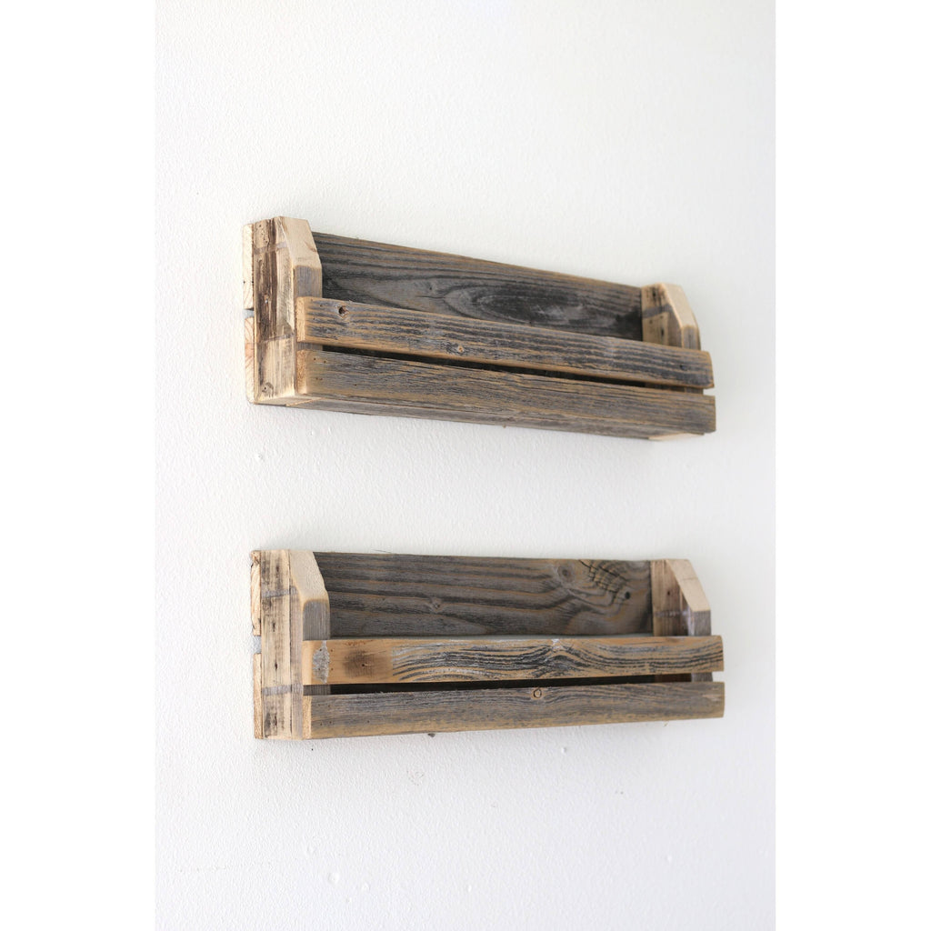 Black Slatted Shelves Set of 2 D251