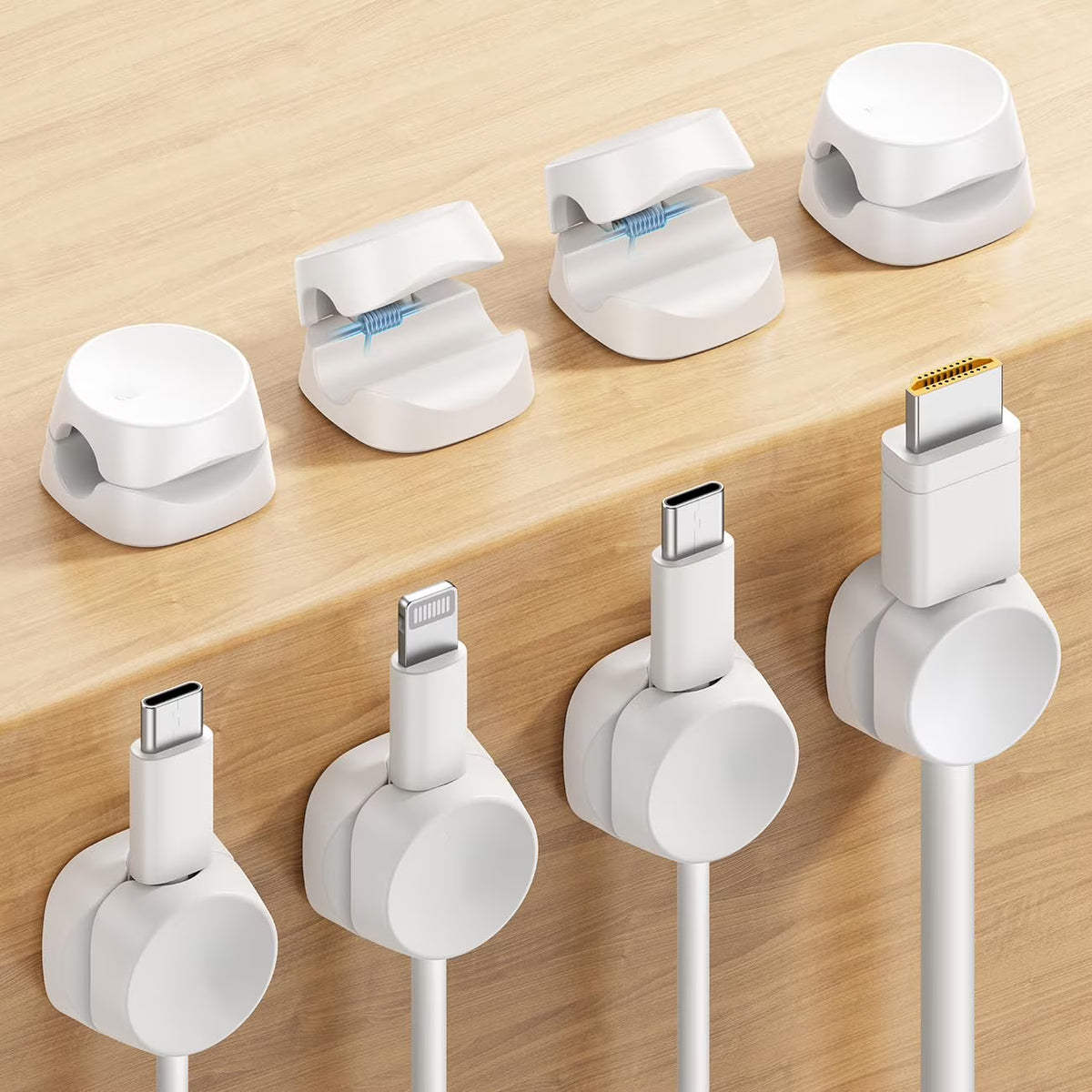 White Adhesive Round Cable Clip J8786