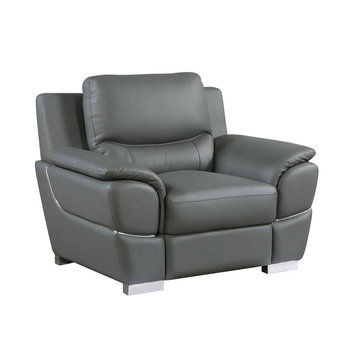 Gray Leather Upholstered Chair B2765