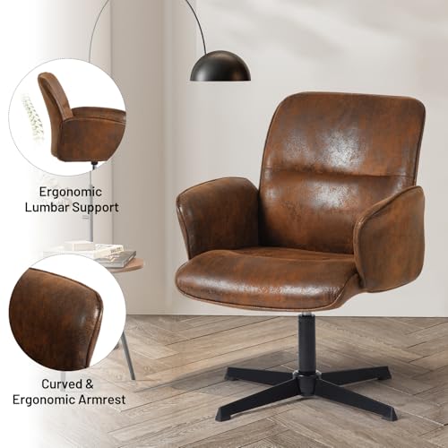 Beige Linen Fabric Upholstered Ergonomic Swivel Desk Chair T557