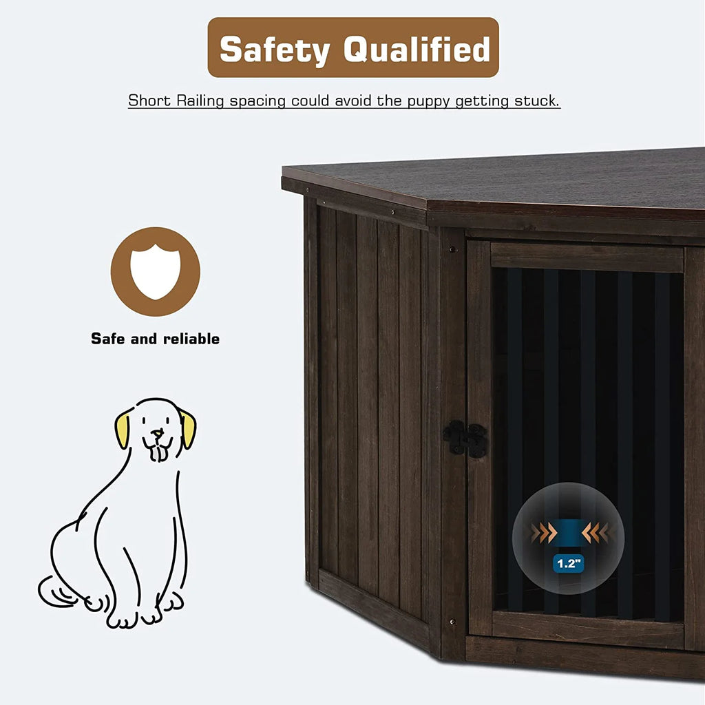 Brown Medium Wooden Dog Crate End Table D1544