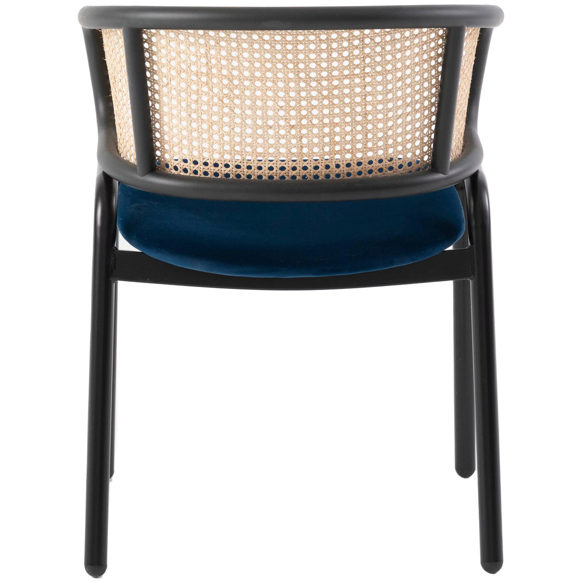 Navy Blue Velvet Wicker Dining Chair Set of 2 U996