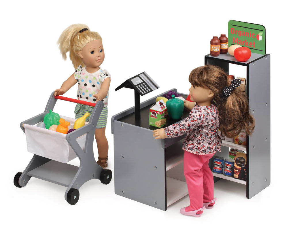 Doll Playset with Shopping Cart and Pretend Food E7030