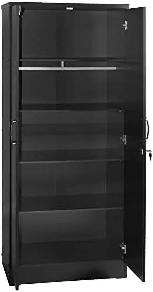 Black Wood Two Door Armoire Wardrobe Cabinet V20141