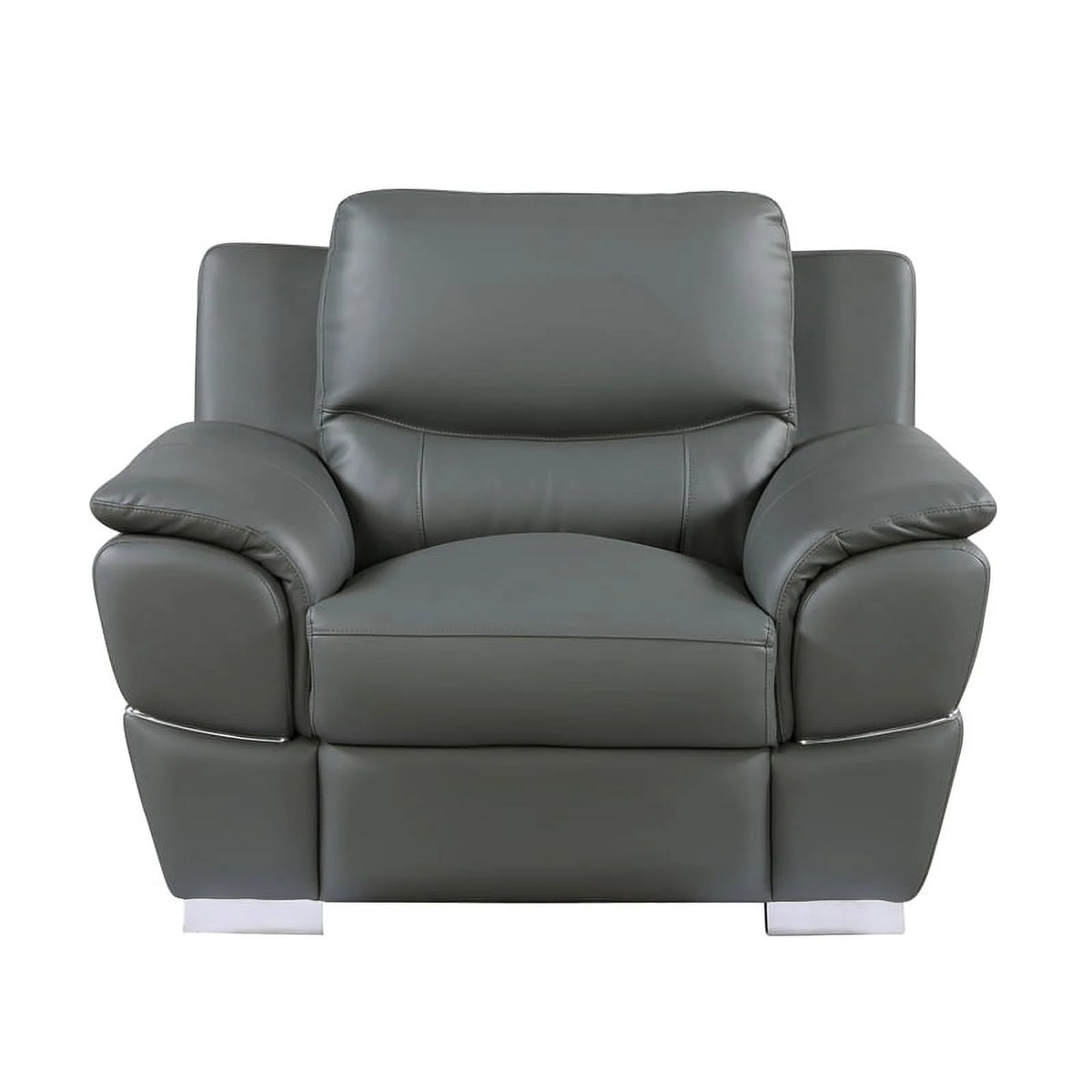 Gray Leather Upholstered Chair B2765
