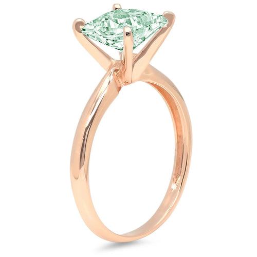 0.5ct Princess Cut Blue Moissanite 18k Rose Gold Ring Size 3.75 L532447