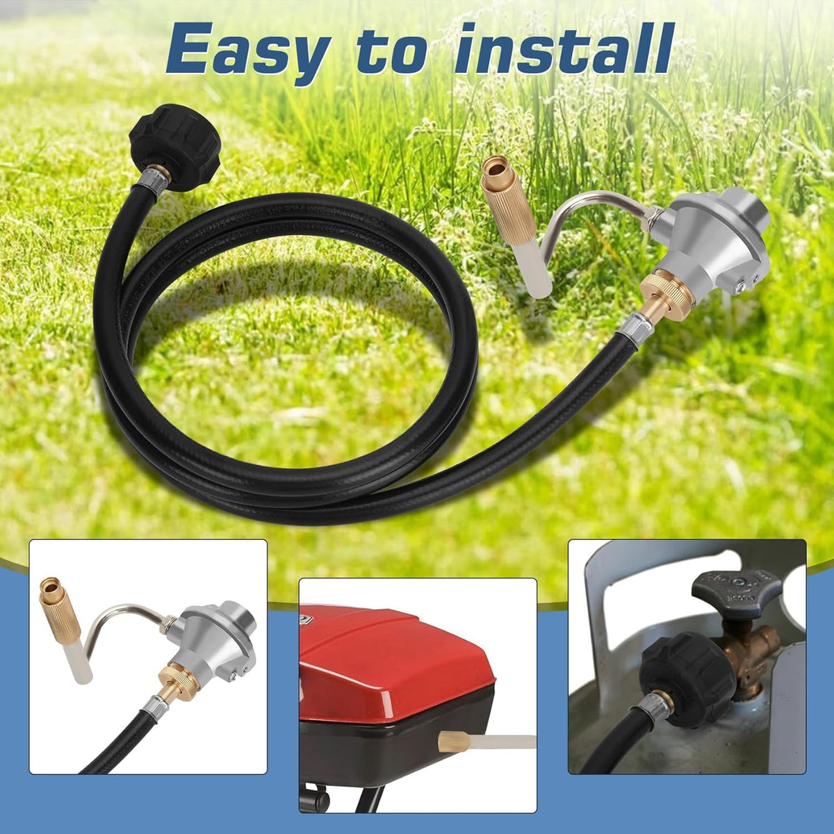 Grill Regulator with 5 Feet Propane Adapter Hose F43754