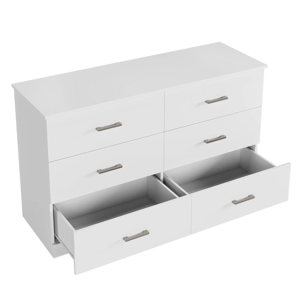 White 6 Drawer Wood Dresser B2622