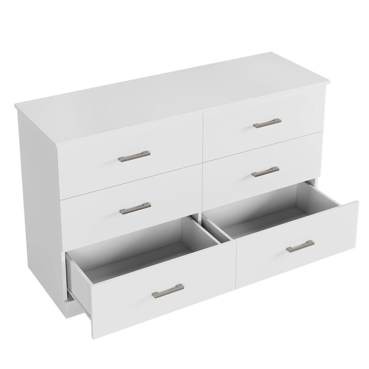 White 6 Drawer Wood Dresser B2622