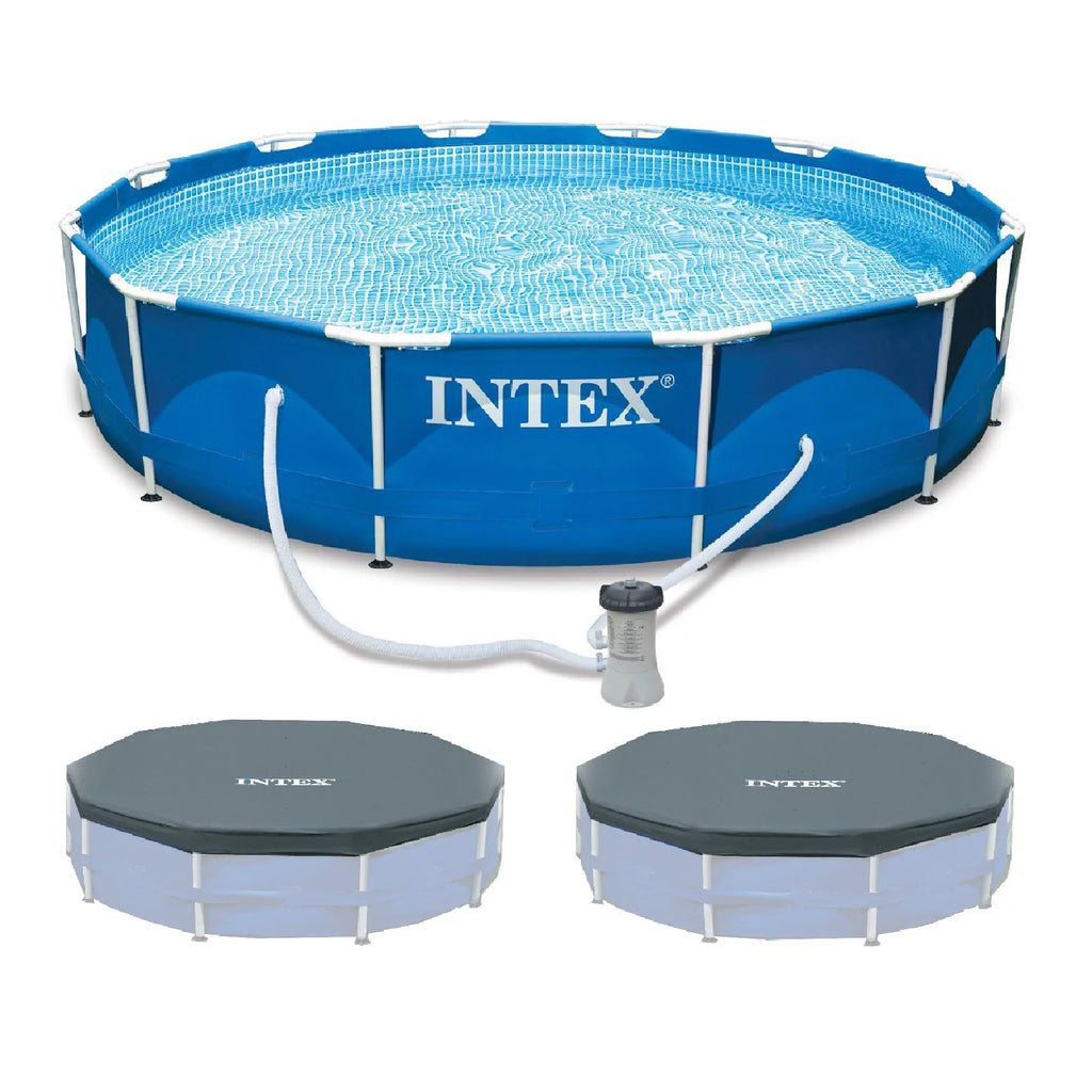 12'x30 Metal Frame Swimming Pool with Filter Pump & Pool Cover V339
