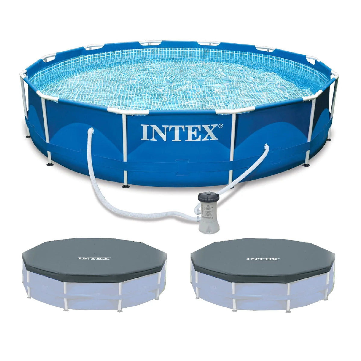 12'x30 Metal Frame Swimming Pool with Filter Pump & Pool Cover V339