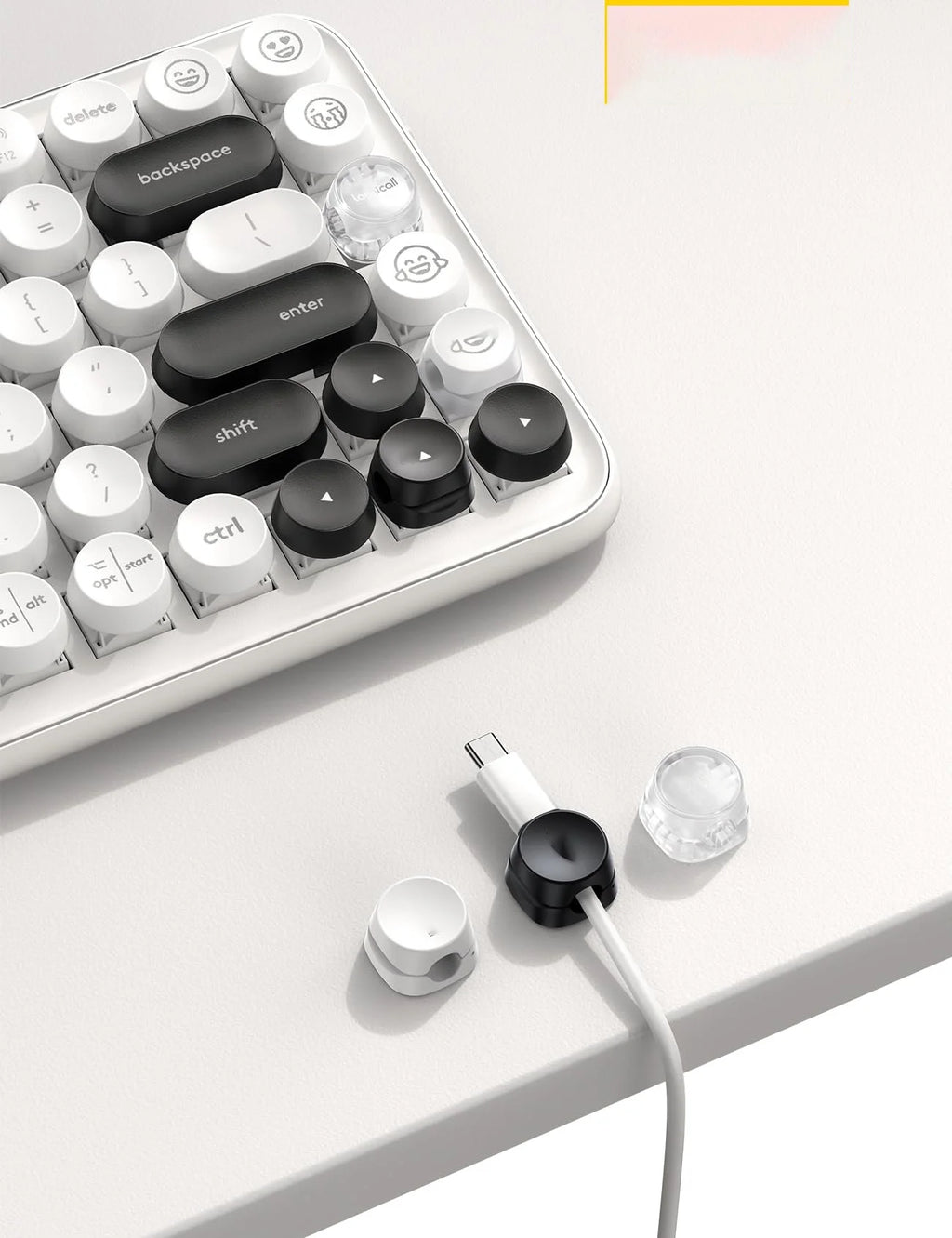 White Adhesive Round Cable Clip J8786