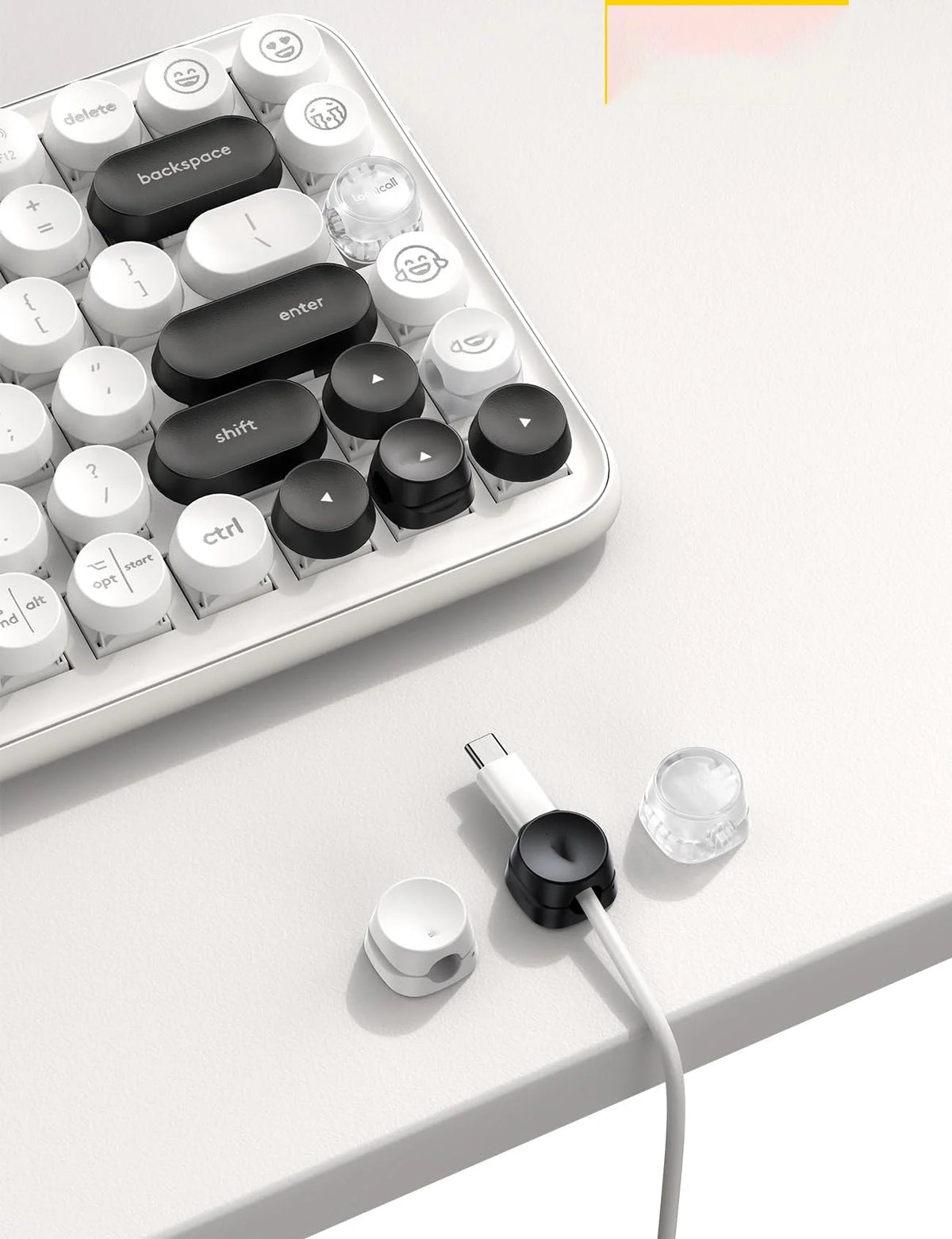 White Adhesive Round Cable Clip J8786