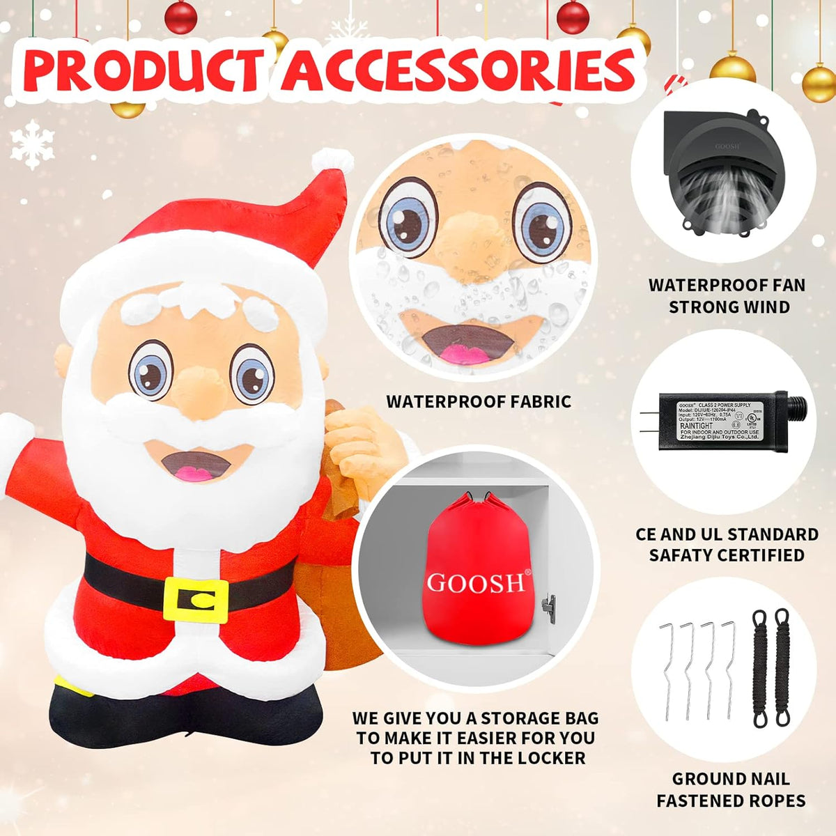 6.5 FT Santa Claus Christmas Inflatables with LED Lights R3061