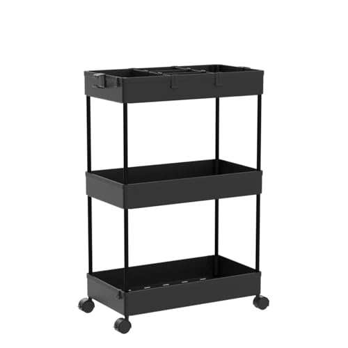 Black 3 Tier Rolling Cart with Wheels L73987