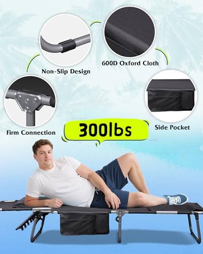 Silver Greige Portable Folding Camping Cot with Carry Bag K6413
