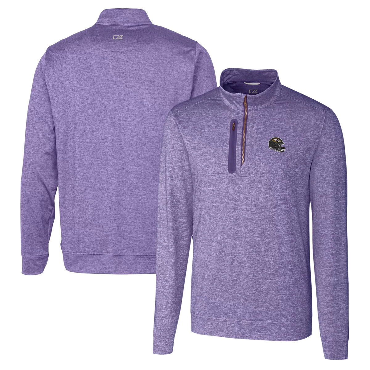 Men's Purple Heathered Quarter-Zip Pullover Top K9009