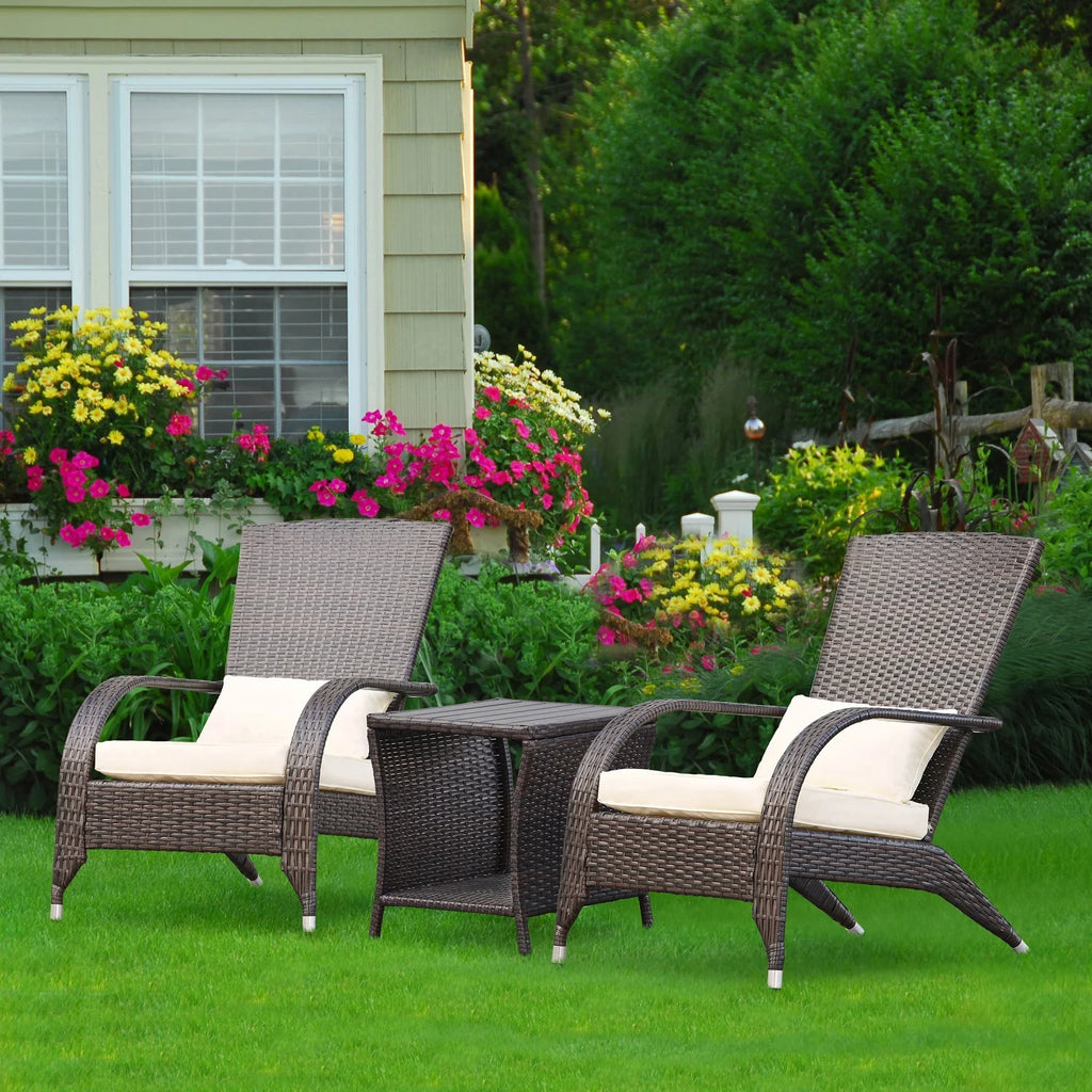 Brown Rattan Wicker Outdoor Side Table with Storage B518247