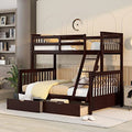 Full Over Full Wood Bunk Bed with Twin Trundle and 4 Drawer E2392