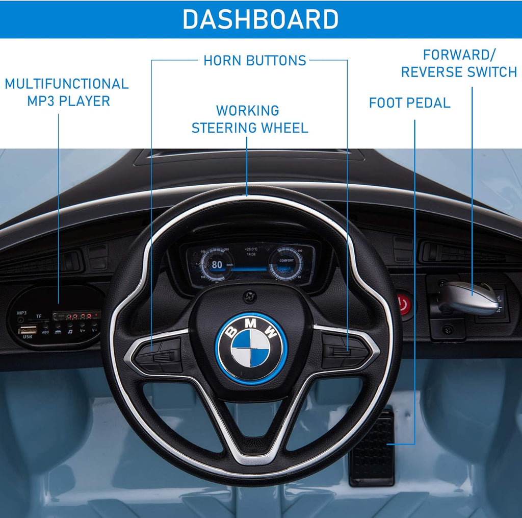 Blue BMW I8 Coupe Electric Kids Ride-On Car 6V Battery Powered Toy with Remote Control Q861524