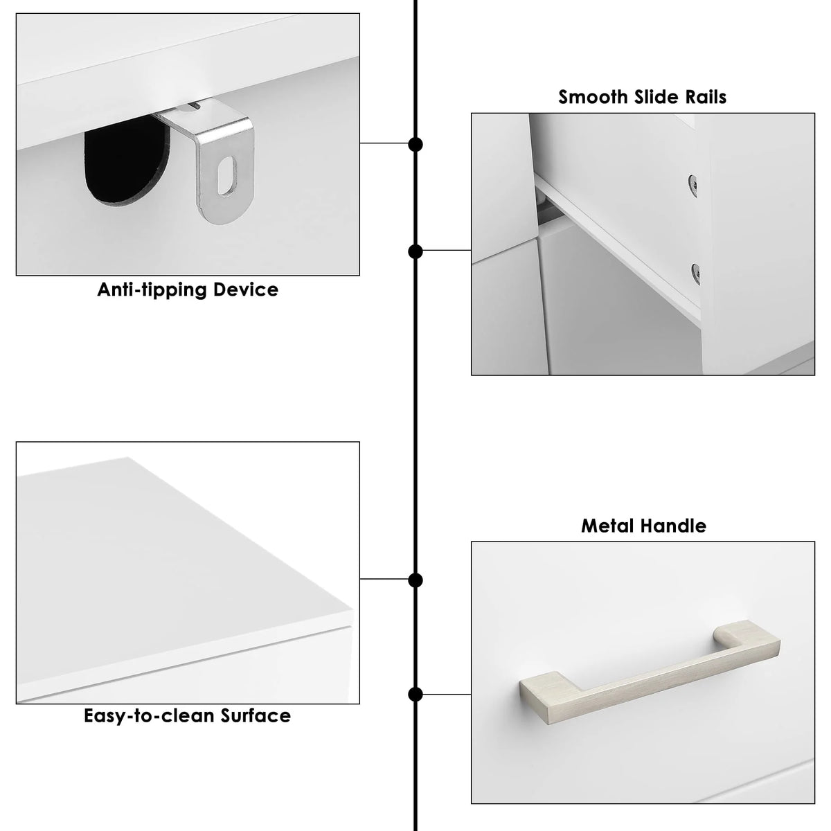 White 6 Drawer Wood Dresser B2622