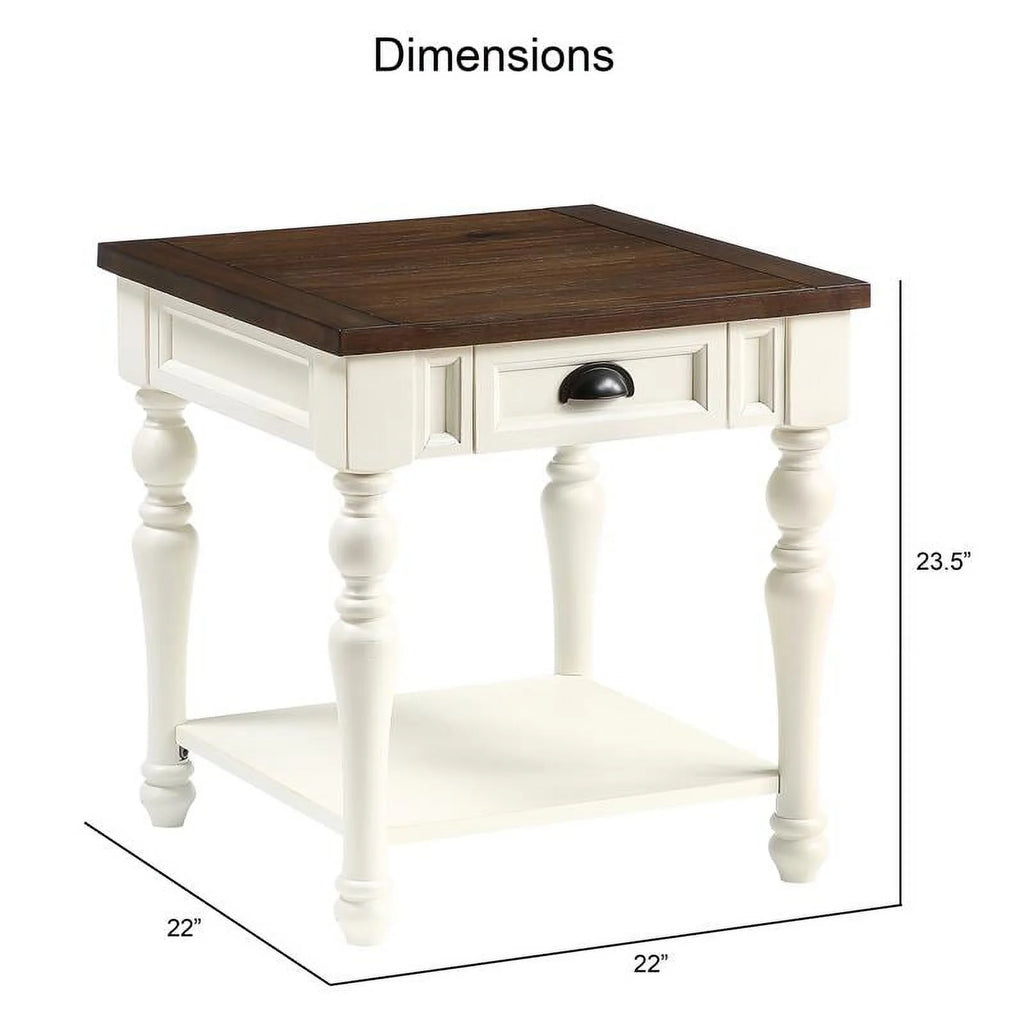 Ivory and Mocha Wood End Table K645