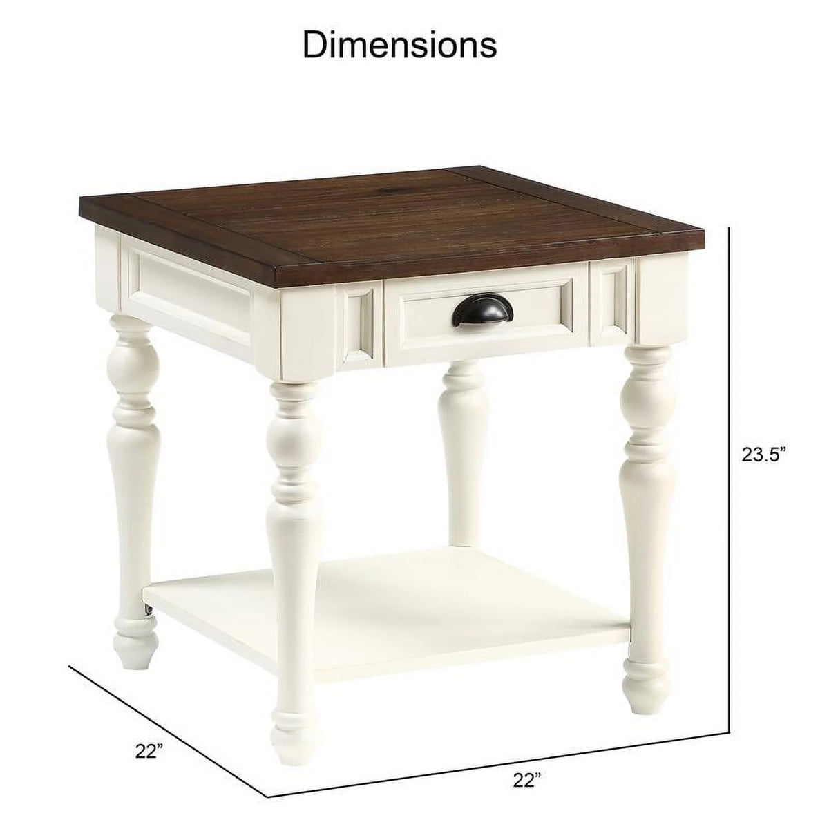 Ivory and Mocha Wood End Table K645