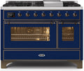 48 Dual Fuel Natural Gas Range in Blue with Bronze Trim D9318