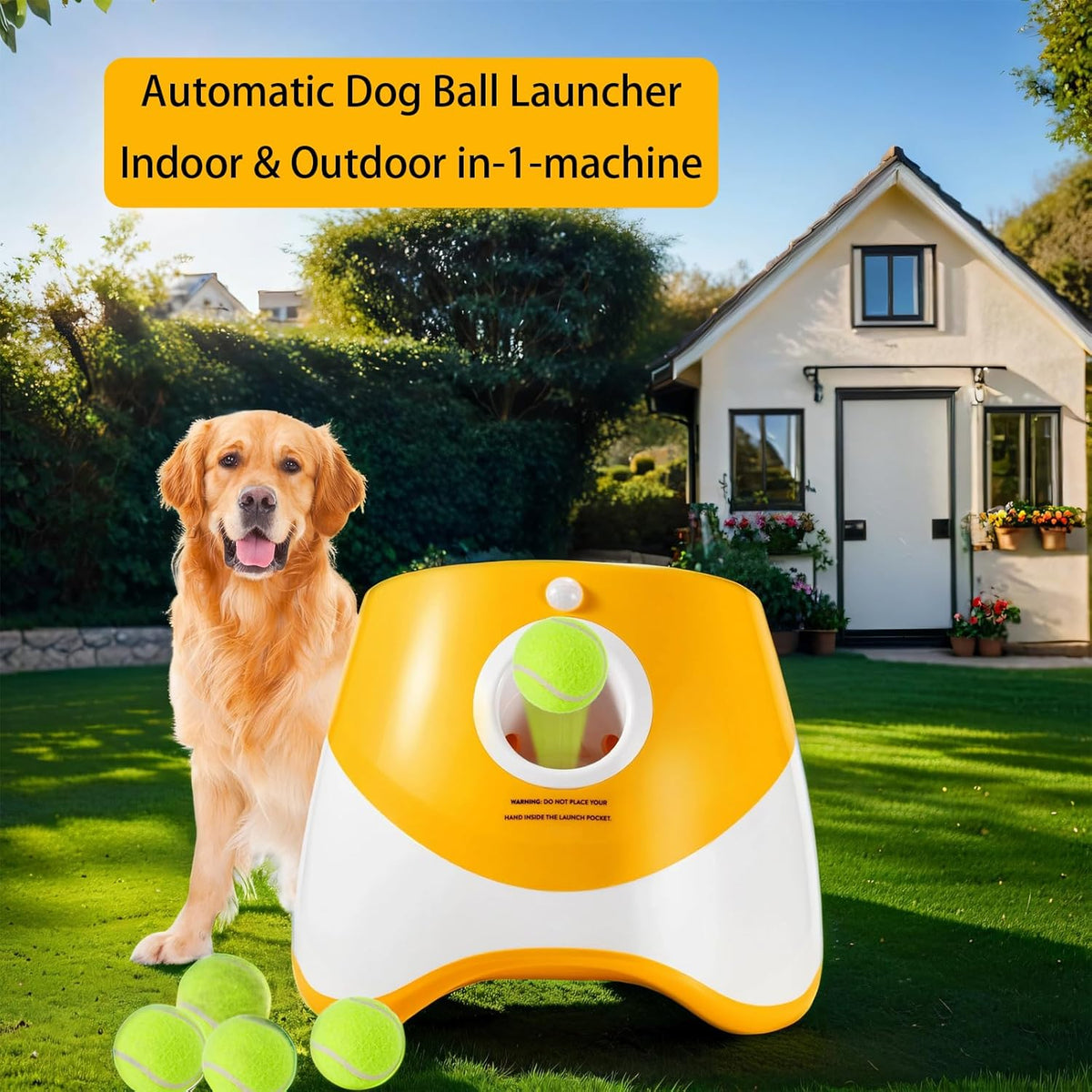 Rechargeable Automatic Dog Ball Launcher with 12 Tennis Balls H363