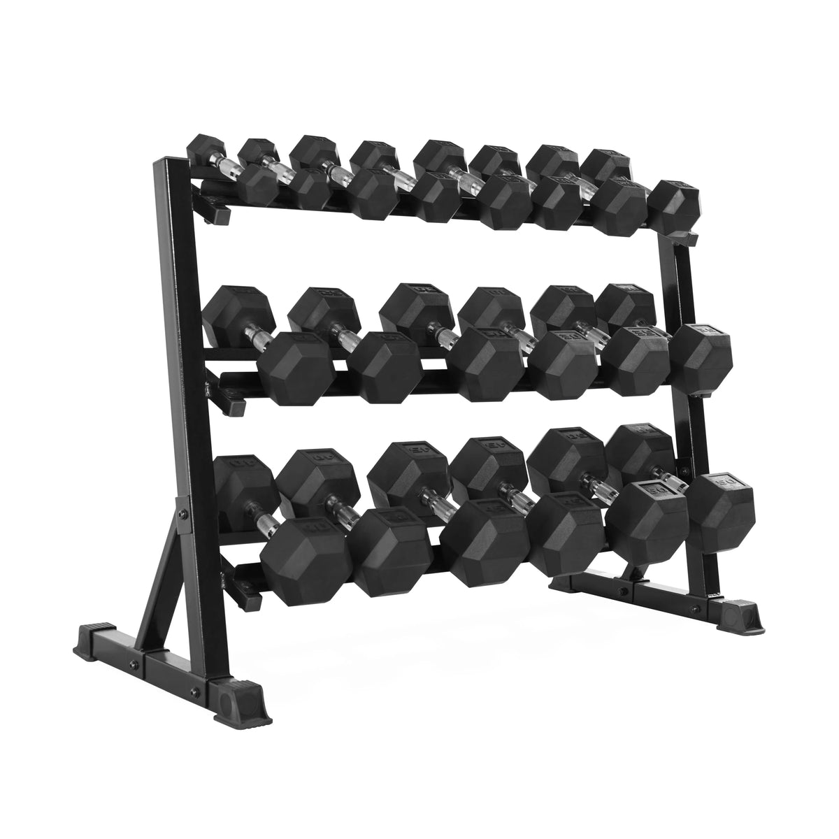 550-Pound Rubber Hex Dumbbell Set with Rack J35867