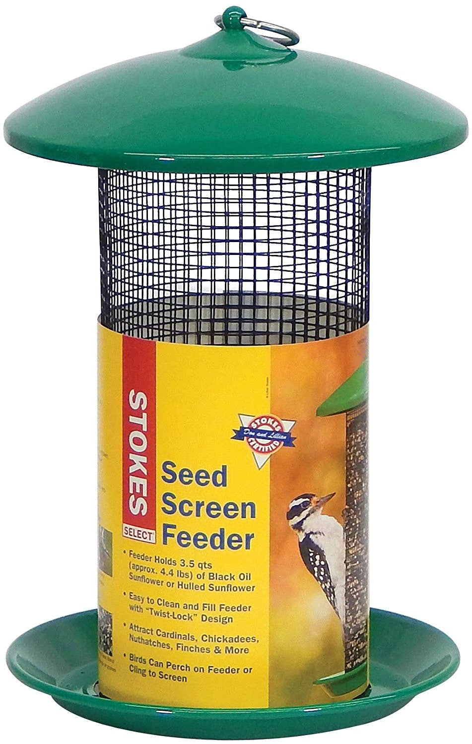 Green Mesh Screen Bird Feeder with Metal Roof Z384731