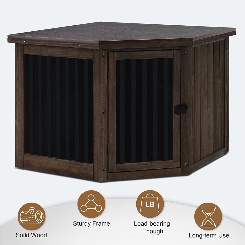 Brown Medium Wooden Dog Crate End Table D1544