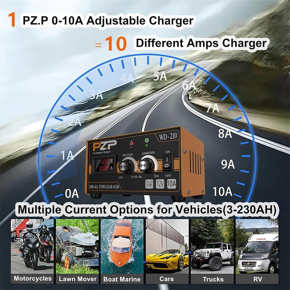 Manual Battery Charger 12V/24V Automotive Car Truck Boat Battery Chargers Maintainer Trickle Charger Z9424