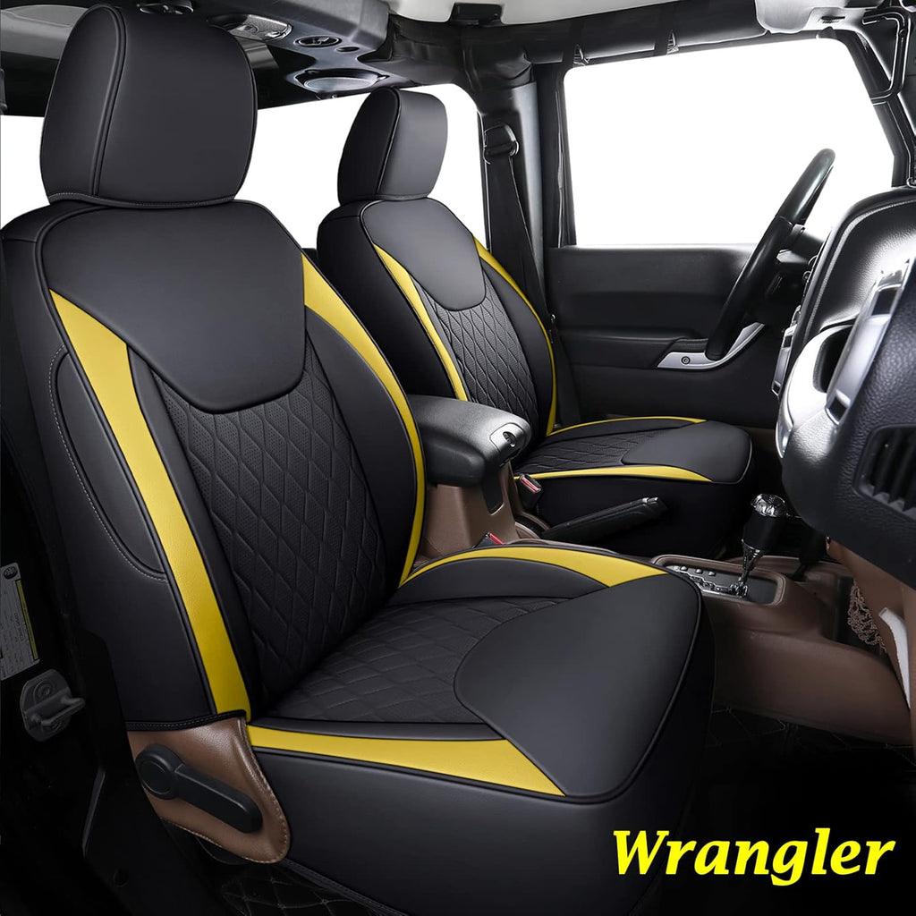 Red 4 Pieces Fabric & Leather Car Seat Covers Full Set Y96606