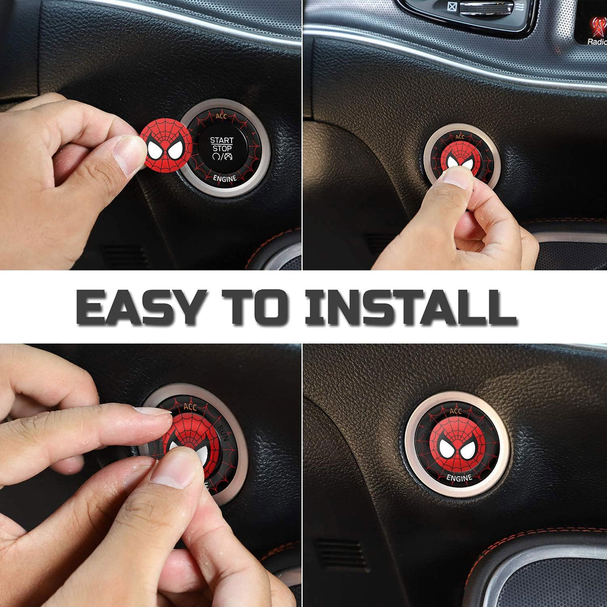 Engine Start Stop Button Overlay Ruby Red Sticker Emblem V4411