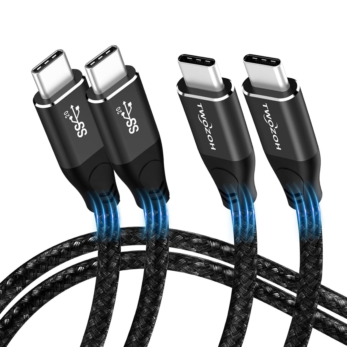 4K USB C Cable 100W 15FT 2 Pack USB 3.2 Gen 2X2 20Gbps Data Transfer PD Fast Charging V113