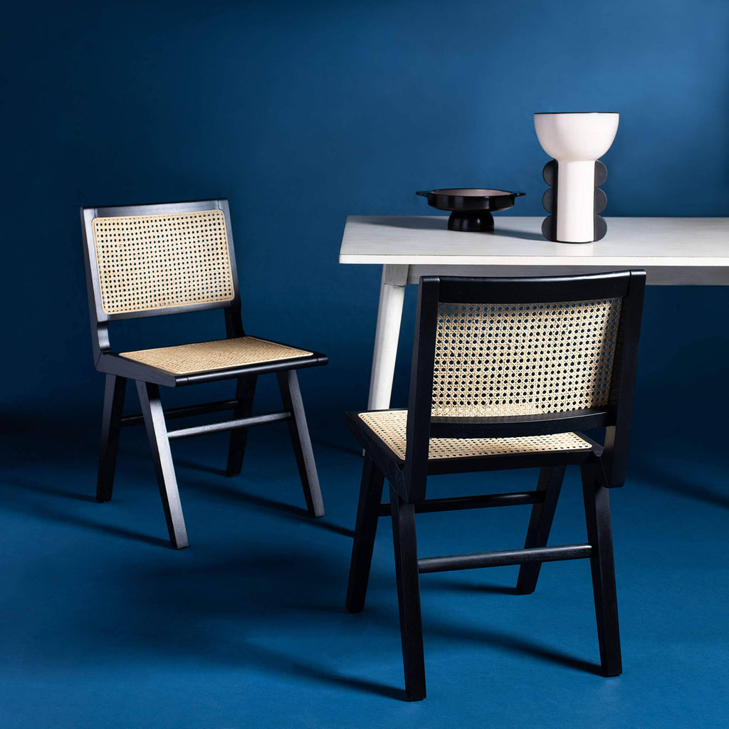 Black Natural Cane Dining Chair Set of 2 D245720