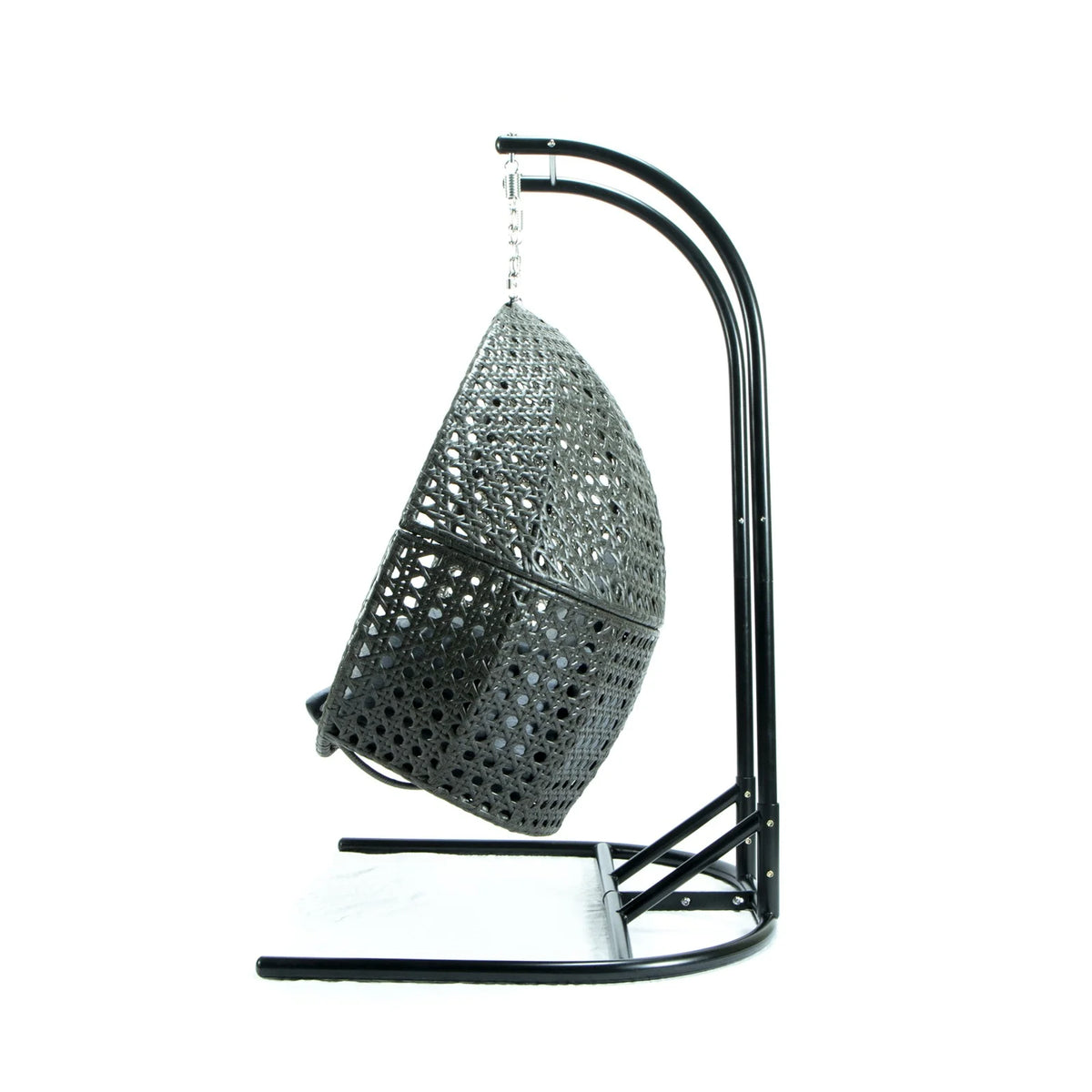 Charcoal Blue Wicker Double Hanging Egg-Shaped Swing Chair J5798